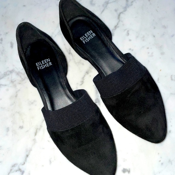 Eileen Fisher black suede leather flats shoes 5.5